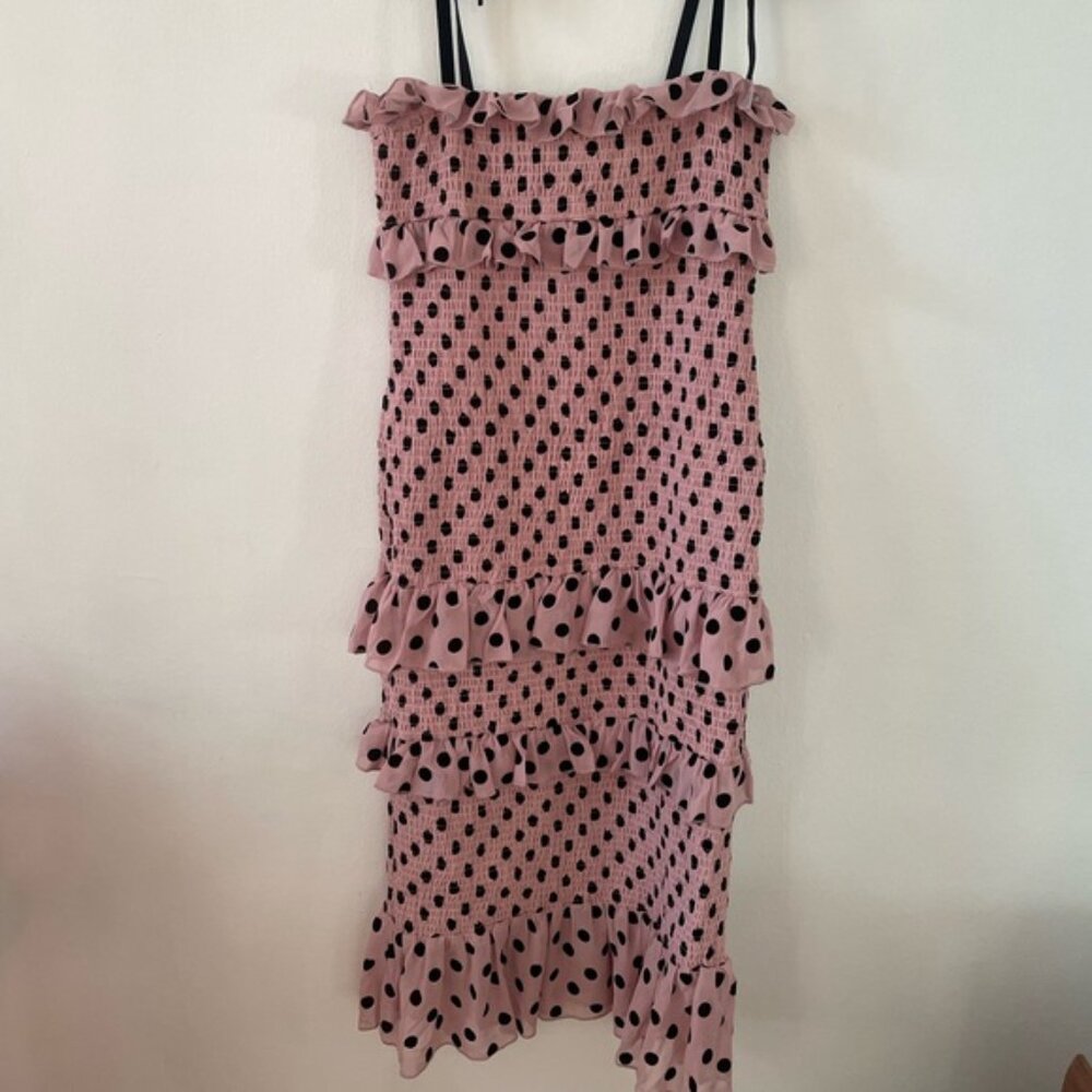 NWT LPA Fiorella  Pink Polka Dot Midi Dress - Picture 2 of 6